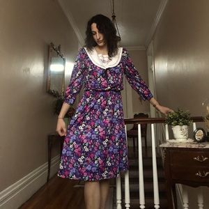 1980s vintage floral Easter polyester dress